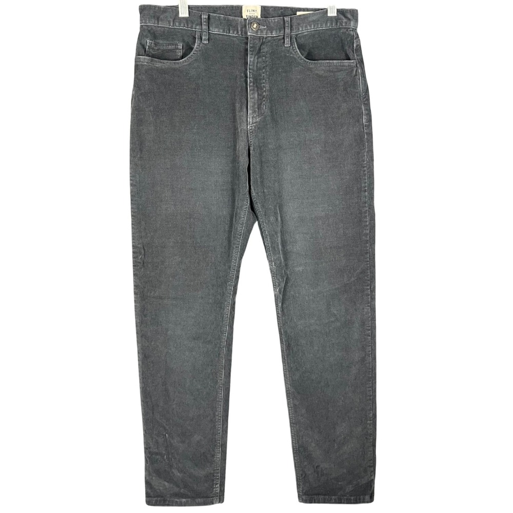 Flint and Tinder Corduroy Pants‎ Mens 32 Gray Tapered Fit 365 Stretch Charcoal